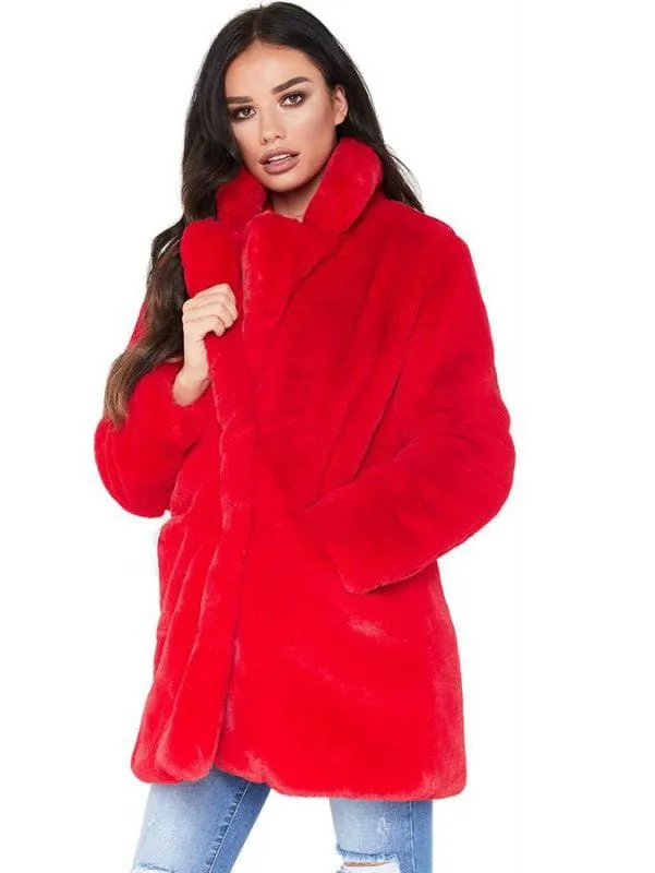 Winter Daily Regular Stand Long Faux Fur Coats