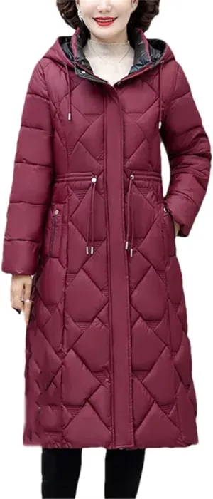 Winter Down Cotton Coat Women's Jacket Mother Clothing Long Warm Padded Parkas Windproof Hooded Zipper Overcoat