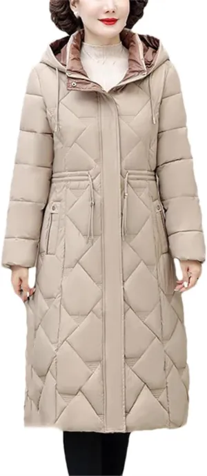 Winter Down Cotton Coat Women's Jacket Mother Clothing Long Warm Padded Parkas Windproof Hooded Zipper Overcoat