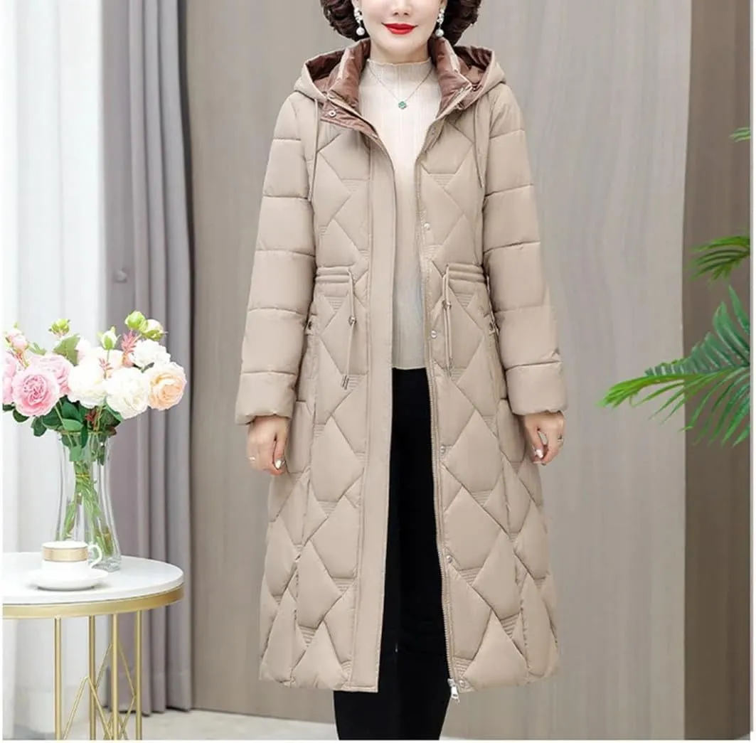 Winter Down Cotton Coat Women's Jacket Mother Clothing Long Warm Padded Parkas Windproof Hooded Zipper Overcoat