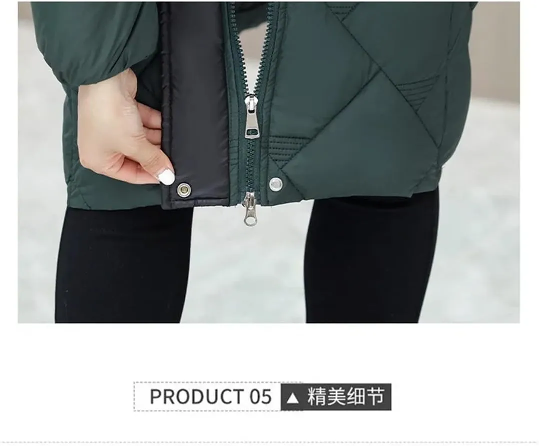 Winter Down Cotton Coat Women's Jacket Mother Clothing Long Warm Padded Parkas Windproof Hooded Zipper Overcoat