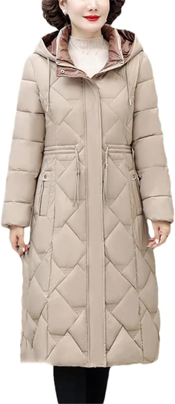 Winter Down Cotton Coat Women's Jacket Mother Clothing Long Warm Padded Parkas Windproof Hooded Zipper Overcoat
