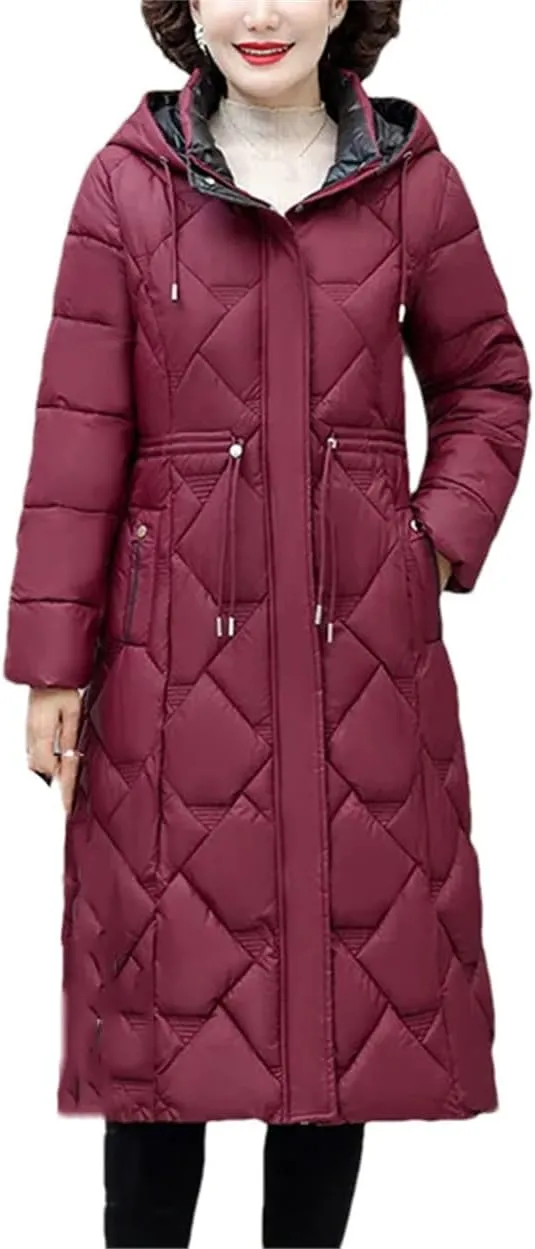 Winter Down Cotton Coat Women's Jacket Mother Clothing Long Warm Padded Parkas Windproof Hooded Zipper Overcoat
