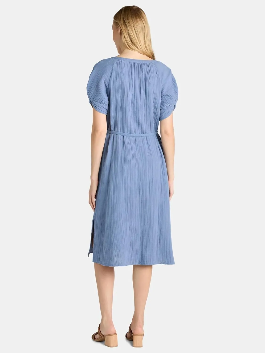 Women Dresses Summer Dress Womens and Womens Plus Cotton Double Cloth Midi Dress
