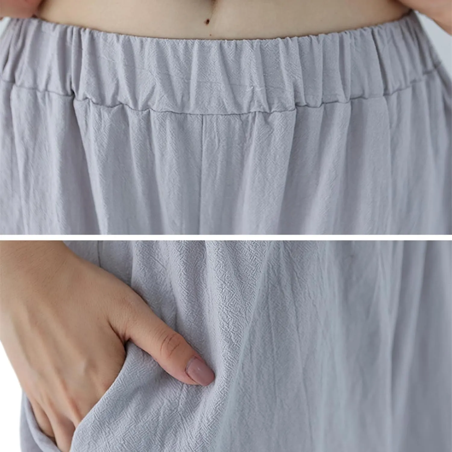 Women Wide Leg Pants Cotton Lightweight Palazzo Yoga Pant with Elastic Waist