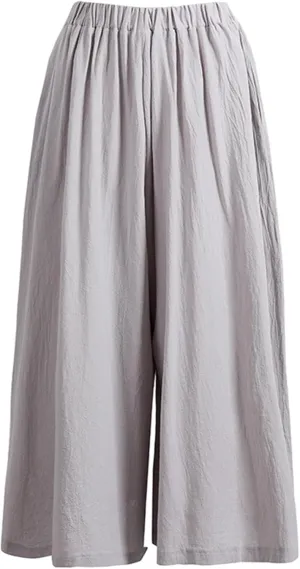 Women Wide Leg Pants Cotton Lightweight Palazzo Yoga Pant with Elastic Waist