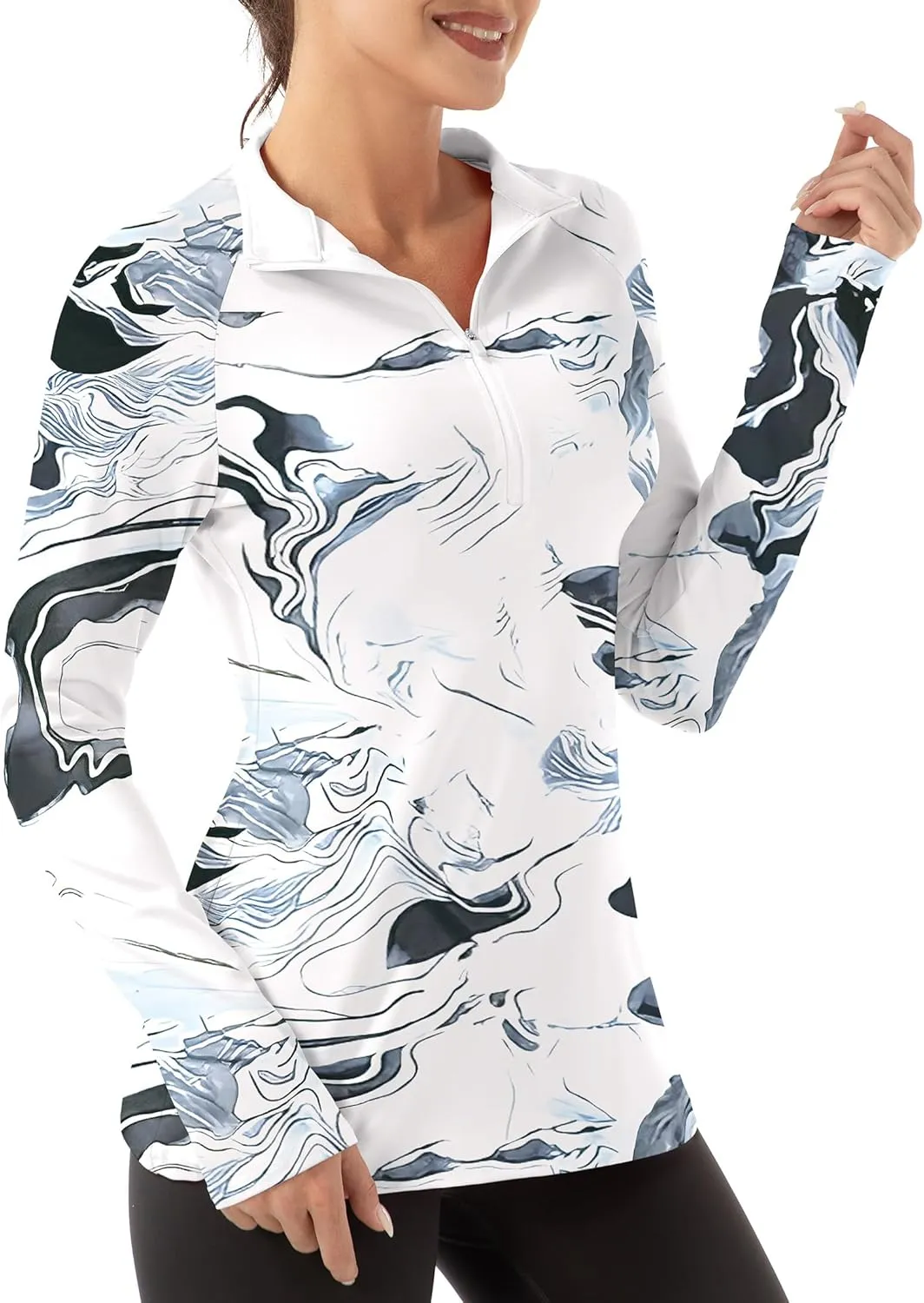 Women's Polo Shirts Long Sleeve UPF 50  Sun Protection Tennis Golf Workout Tops Sport Zipper V Neck