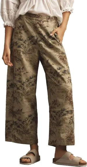 Women's Printed Barrel Pants High Rise Wide Leg Tapered Pants Baggy Boyfriend Pants with Pockets