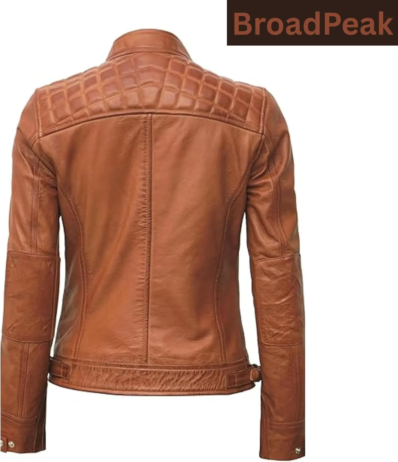 Women's Quilted Biker Leather Jacket  Sleek Caf-Inspired Design