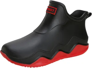 Womens Rain Boots Wide Width Slip On Barefoot Shoes Mens Rain Boots Non-Slip Rubber Waterproof Fishing Shoes