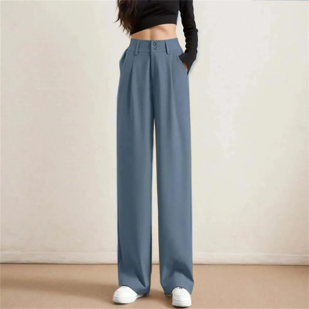 WomenS Wide Leg Pants High Waist Trouser Office Ladies Fashion Loose Suit Trousers