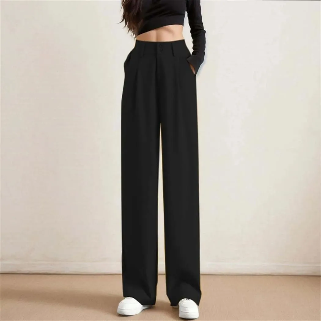 WomenS Wide Leg Pants High Waist Trouser Office Ladies Fashion Loose Suit Trousers