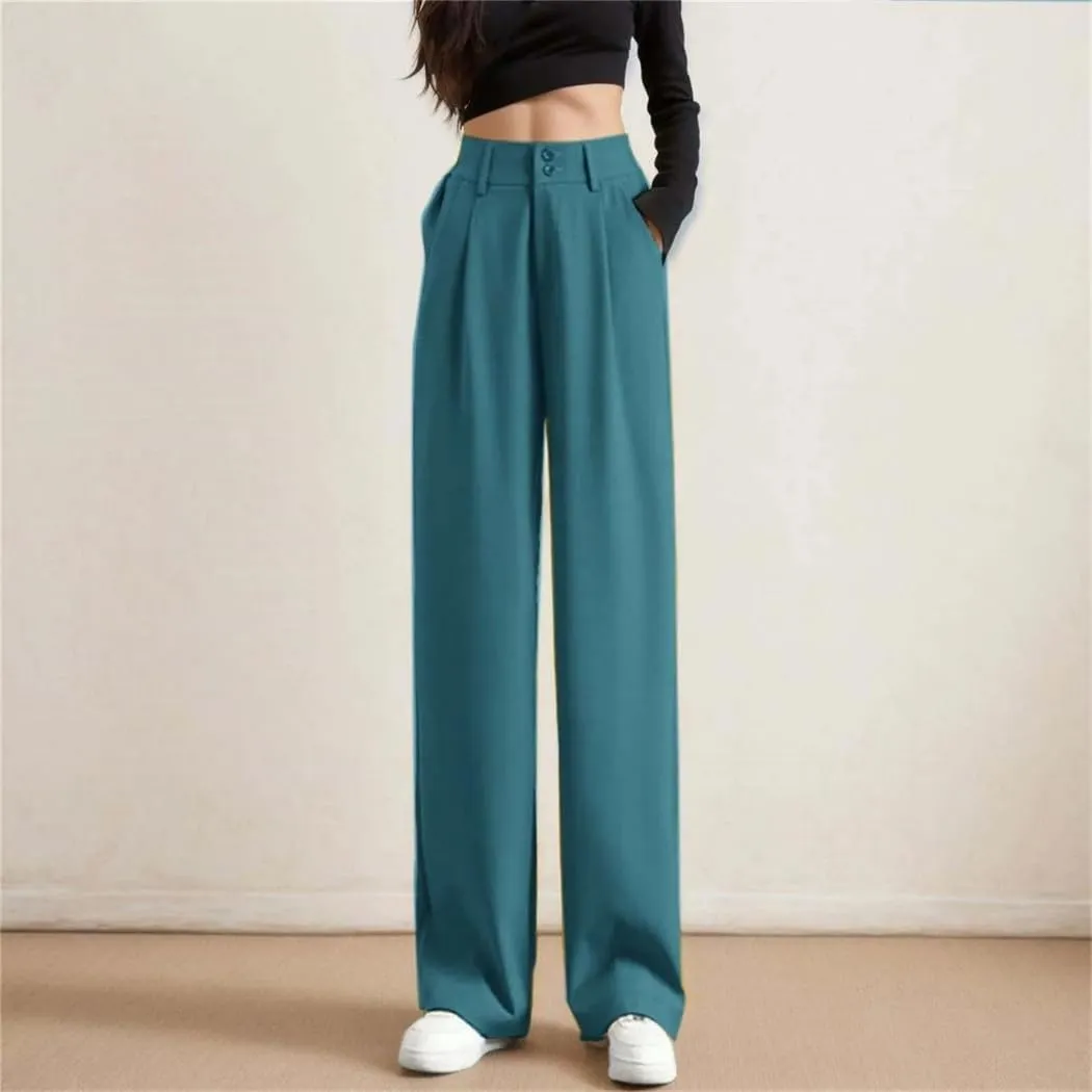 WomenS Wide Leg Pants High Waist Trouser Office Ladies Fashion Loose Suit Trousers