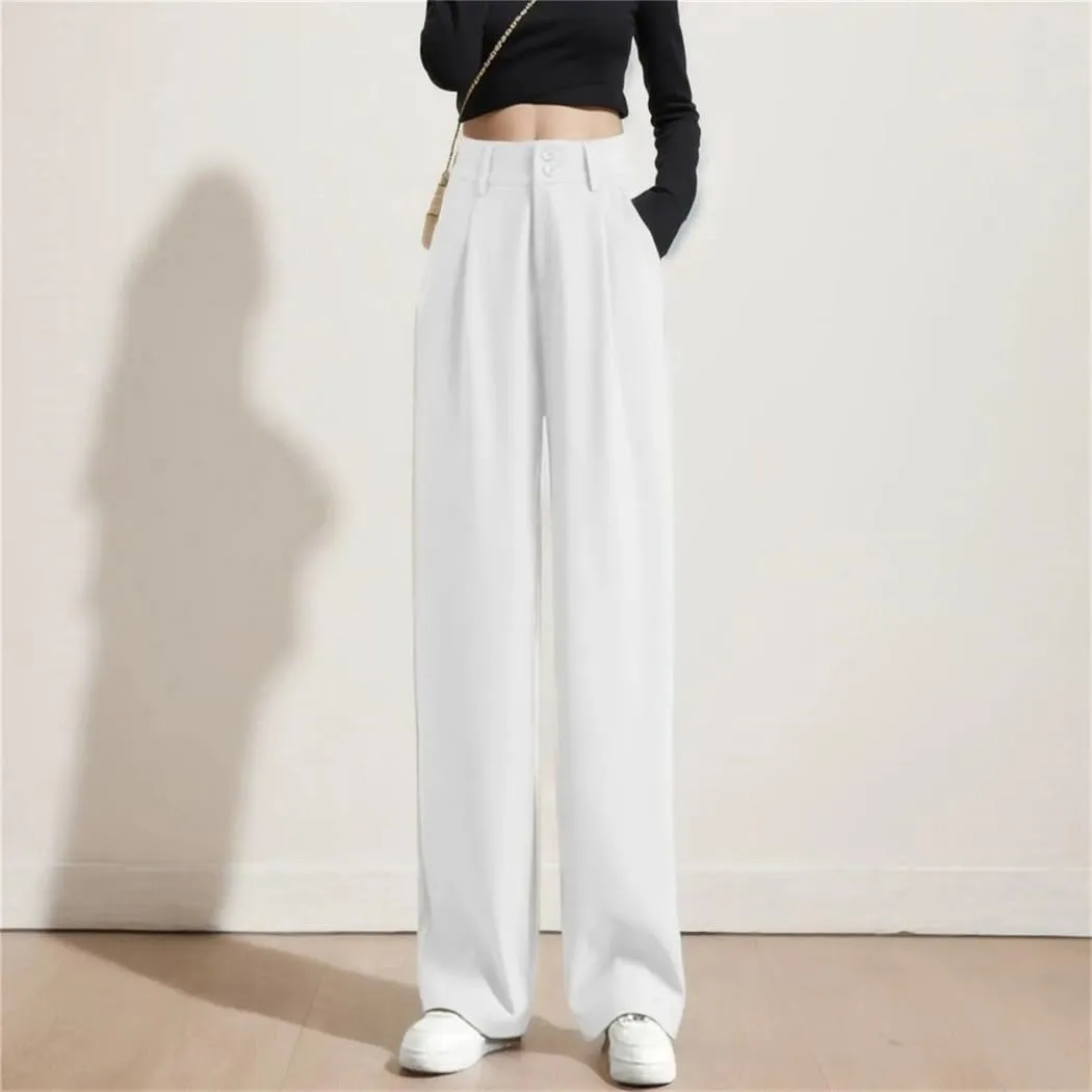 WomenS Wide Leg Pants High Waist Trouser Office Ladies Fashion Loose Suit Trousers