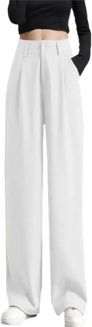 WomenS Wide Leg Pants High Waist Trouser Office Ladies Fashion Loose Suit Trousers