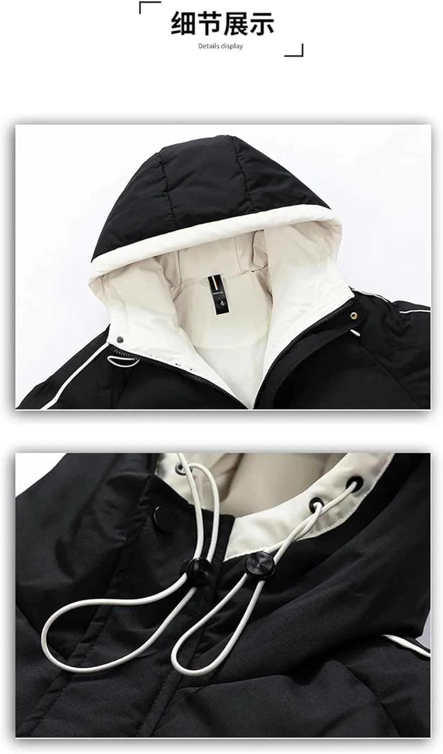 Women's Winter Padded Hooded Puffer Cotton Jackets Couple Outwear Outdoor Windproof Warm Puffy Coat