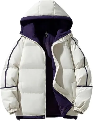 Women's Winter Padded Hooded Puffer Cotton Jackets Couple Outwear Outdoor Windproof Warm Puffy Coat