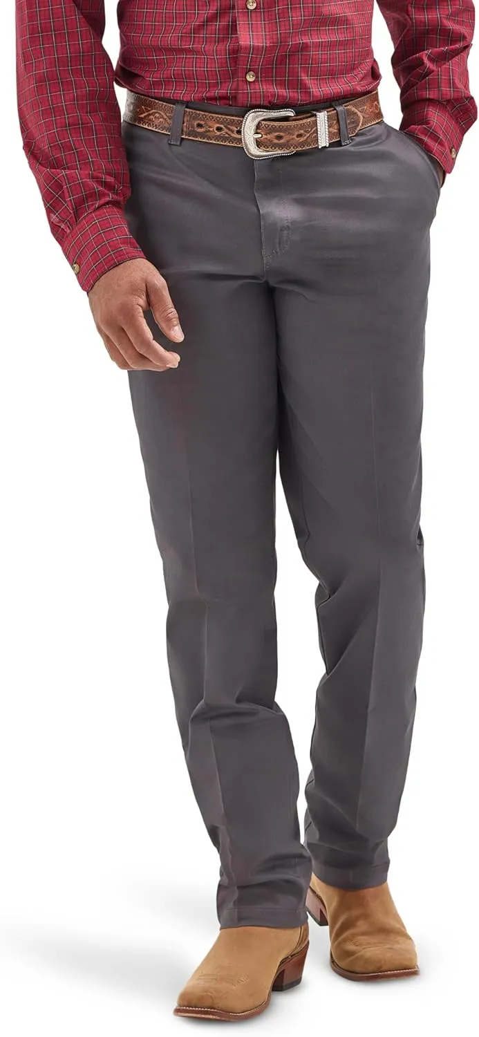 Wrangler Men's Flat Front Relaxed Fit Casual Pant, Charcoal