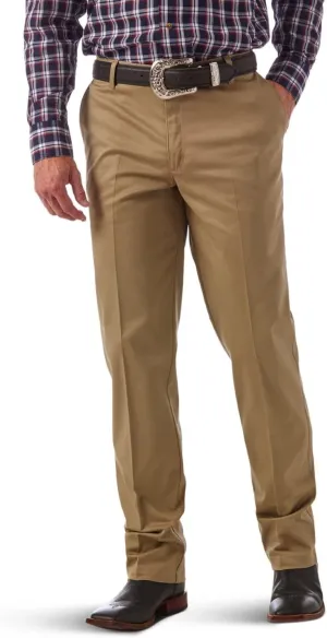 Wrangler Men's Riata Flat Front Relaxed Fit Casual Pant, Khaki, 34X34