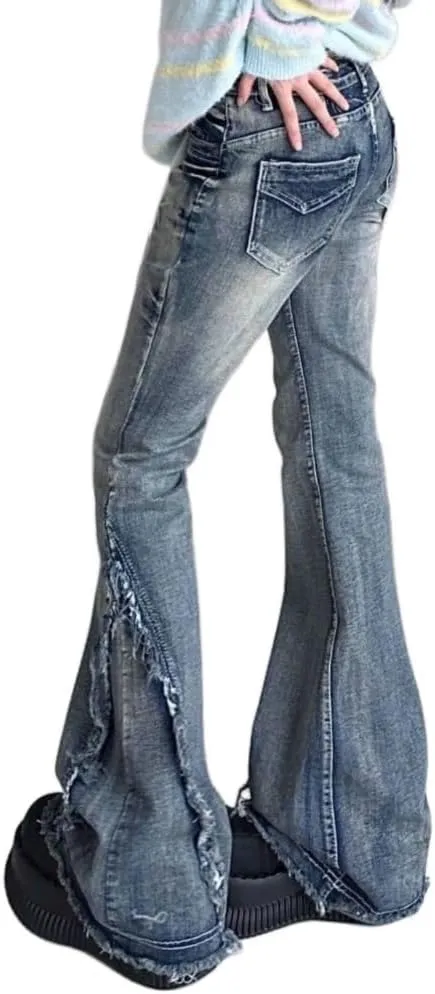 Y2K Flare Jeans for Women - Bell Bottoms, Baggy, Low Rise, Wide Leg Streetwear