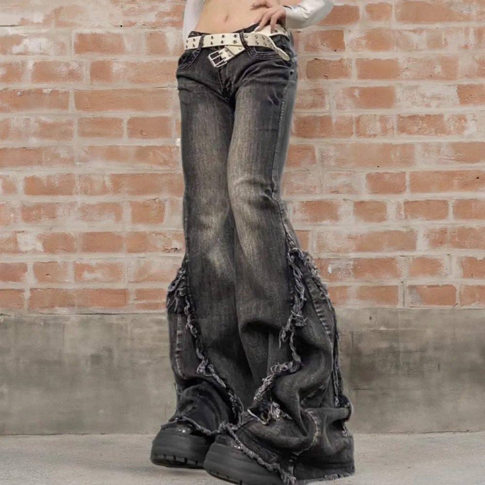 Y2K Flare Jeans for Women - Bell Bottoms, Baggy, Low Rise, Wide Leg Streetwear