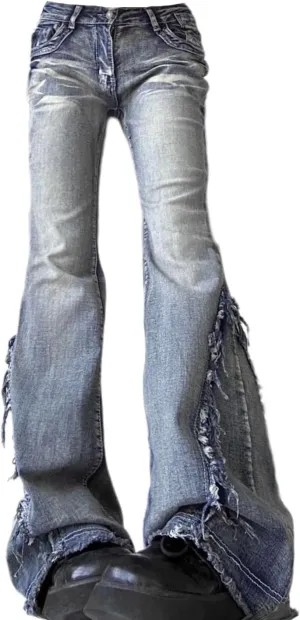 Y2K Flare Jeans for Women - Bell Bottoms, Baggy, Low Rise, Wide Leg Streetwear