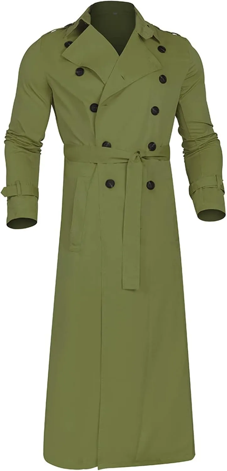 Ymosrh Rain Coats for Men Lightweight Trench Coat Long Overcoat Winter Mens Jackets Outwear