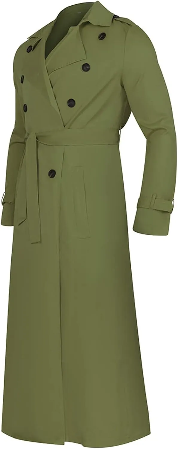 Ymosrh Rain Coats for Men Lightweight Trench Coat Long Overcoat Winter Mens Jackets Outwear