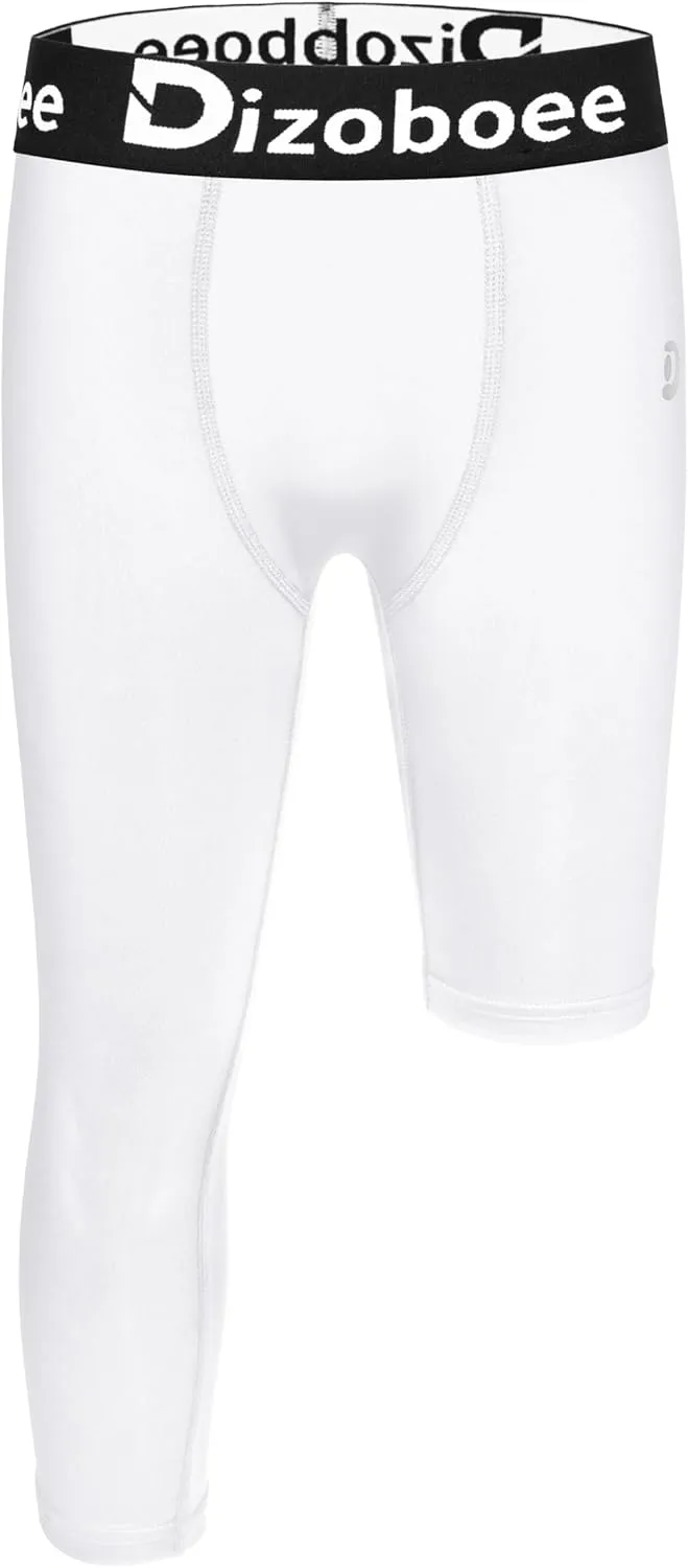 Youth Boys Compression Pants One Leg 3/4 Leggings for Sports Kids Basketball Tights Baseball Football Pants