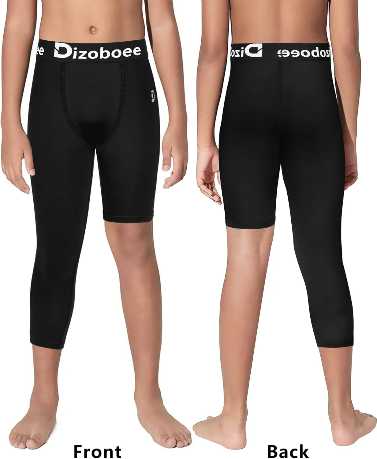 Youth Boys Compression Pants One Leg 3/4 Leggings for Sports Kids Basketball Tights Baseball Football Pants