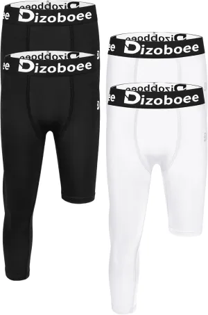 Youth Boys Compression Pants One Leg 3/4 Leggings for Sports Kids Basketball Tights Baseball Football Pants