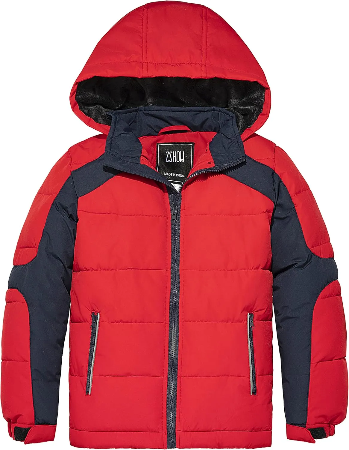 ZSHOW Boys' Hooded Puffer Jacket Waterproof Warm Winter Coat Soft Fleece Lined Outerwear Jacket