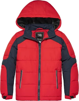 ZSHOW Boys' Hooded Puffer Jacket Waterproof Warm Winter Coat Soft Fleece Lined Outerwear Jacket