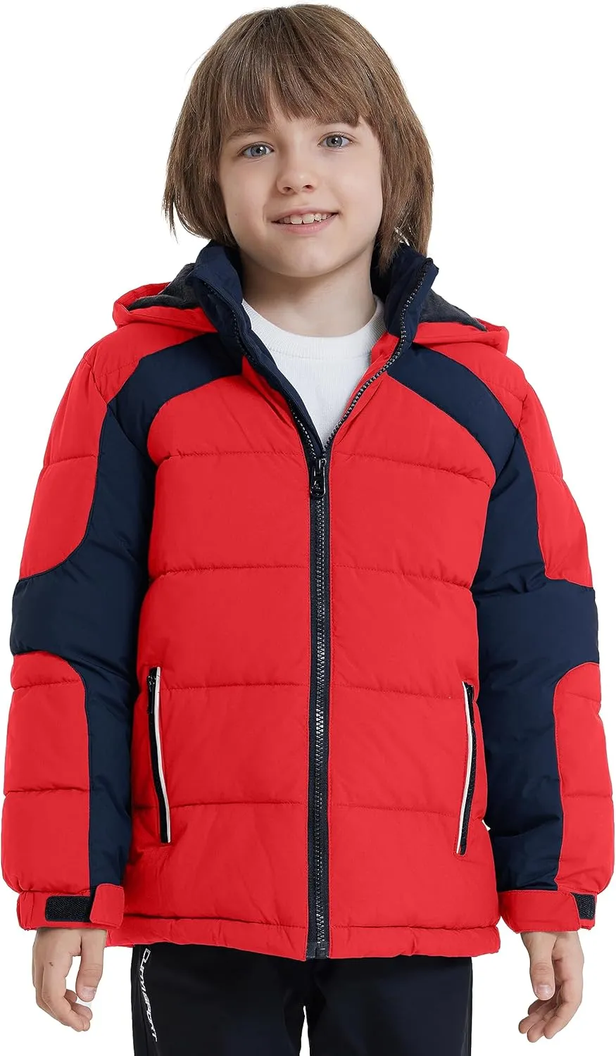 ZSHOW Boys' Hooded Puffer Jacket Waterproof Warm Winter Coat Soft Fleece Lined Outerwear Jacket